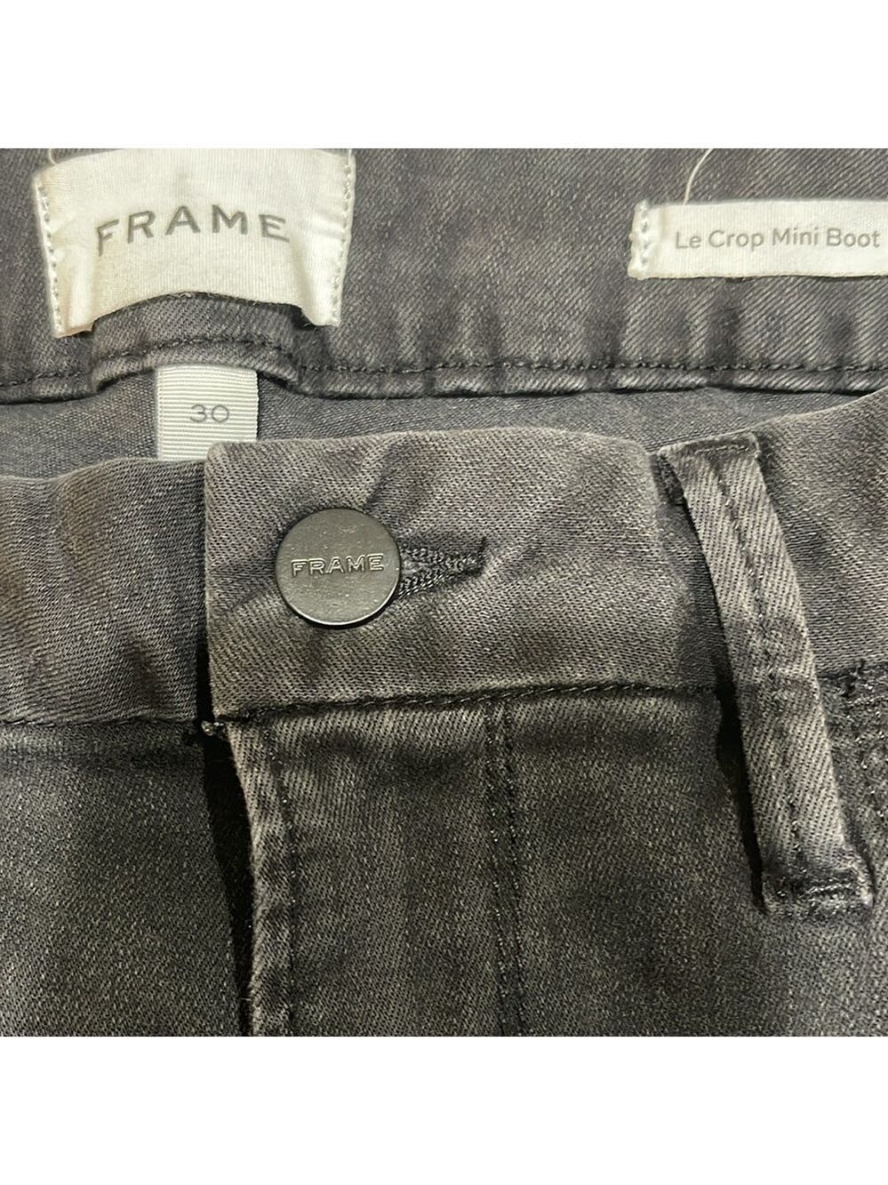 FRAME Le Crop Mini Boot Stretch Jean in Kerry Black SZ 30 - Picture 9 of 11